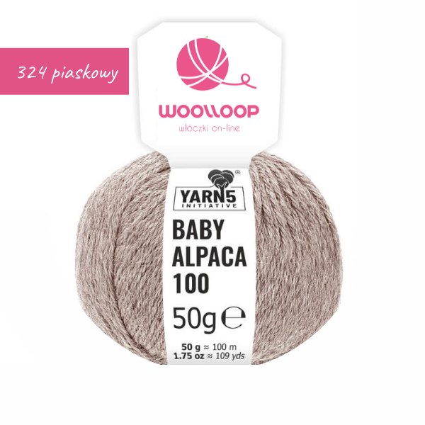 Baby alpaca DK woolloop yarns piaskowy 324 motek