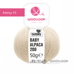 baby alpaca fingering woollooop yarns Bezowy 02 etykieta