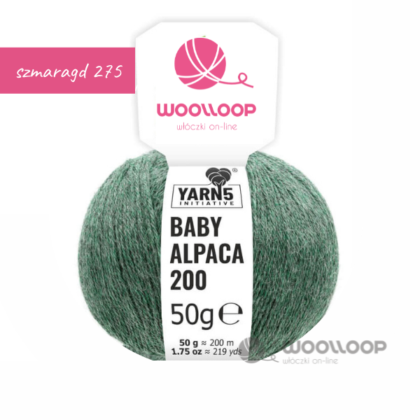 baby alpaca fingering woollooop yarns Szmaragd 275 etykieta