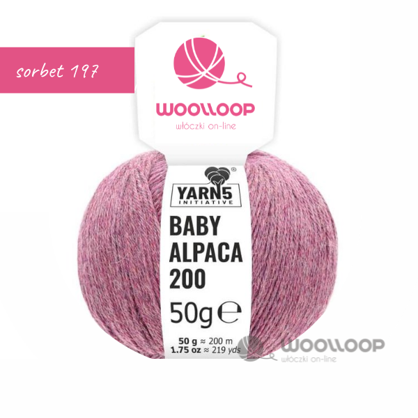 baby alpaca fingering woollooop yarns jagodowy sorbet 197 etykieta