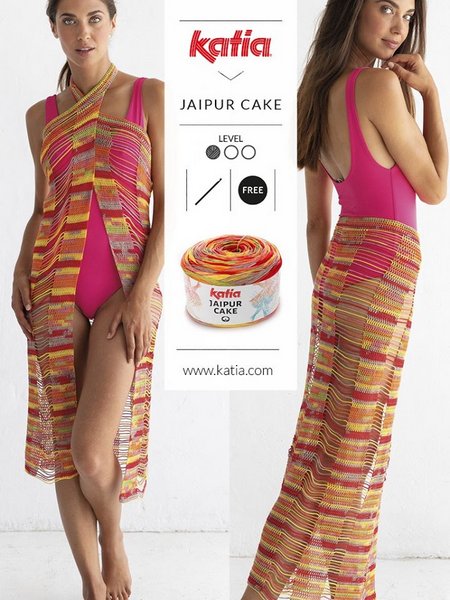 szydelkowe pareo z wloczki Jaipur Cake woolloop