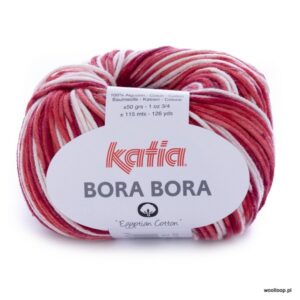 wloczka Katia BORA BORA kolor 50 kremowo czerwony woolloop
