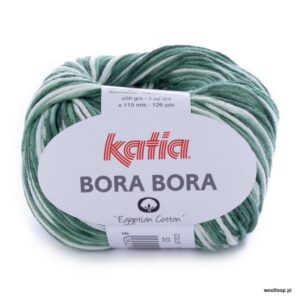 wloczka Katia BORA BORA kolor 53 zielono bialy woolloop