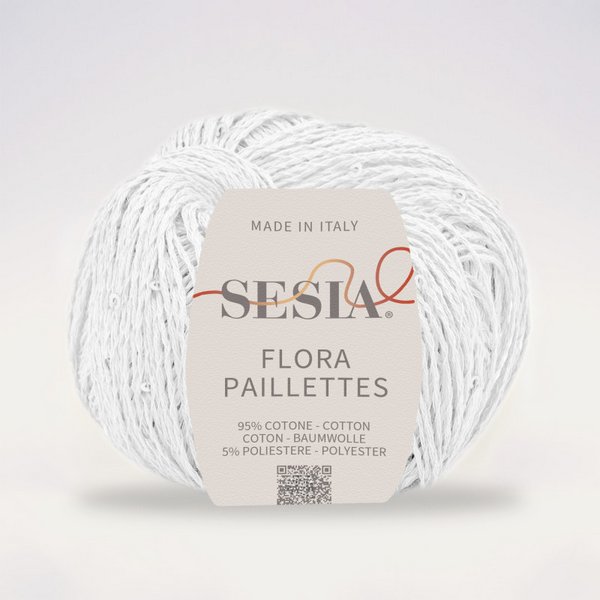 Flora Pailettes 0051 – Czysta biel